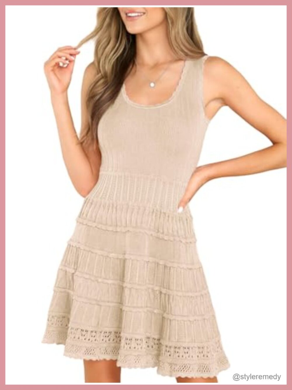 Women's Summer Mini Dress Sleeveless Crochet Tank Sundress